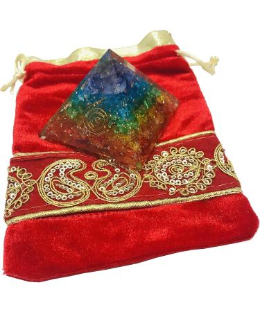 7 Chakra Rainbow Crystal Orgone Pyramid Healing Stone Crystal Chakra Pyramid EMF Protection Positive Energy Generator Orgonite Meditation Spiritual Balance Stones 65-70 mm with Velvet Phouch - Buy Online on GoSupps.com