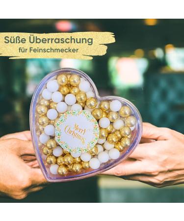  EinsSein EinsSein Christmas Heart Merry Christmas Gift White Gold Chocolate 140g St Nicholas Gift Christmas Gift Chocolate Balls Small Gifts for Christmas - Buy Online on GoSupps.com