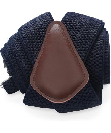 Hisdering 5cm Wide X-Shape Men's Braces | Adjustable & Elastic Navy Blue | Strong 4 Metal Clips | Unisex Long Size - Buy Online on GoSupps.com