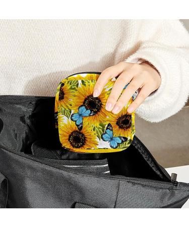 GIAPB Period Bag Sanitary Napkin Storage Pouch - Sunflower and Butterfly Design | Travel Makeup Bag - Color 2466 - Buy Online on GoSupps.com
