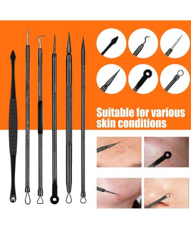 Blackhead Remover Pimple Popper Tool Kit - 19 Pcs Professional Extractor Set for Face and Nose - Stainless Steel Comedone and Whitehead Extractor with Metal Case (Black) - Buy Online on GoSupps.com