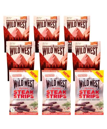 WIld West Beef Jerky - Mix 435g with Original Jerky + Steak Strips Original - Dried Meat (9-Pack Mix) 48.33 g (9-Pack)