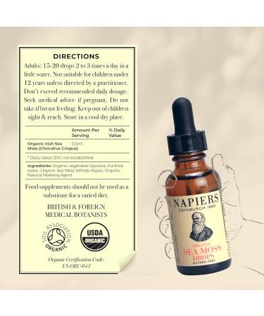Napiers Organic Irish Sea Moss Tincture Drops 30ml - Alcohol-Free Herbal Supplement - Buy Online on GoSupps.com