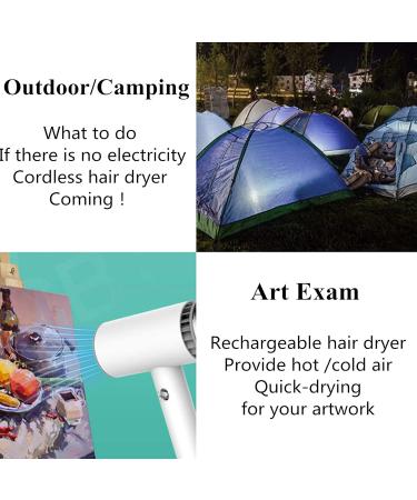 Cordless Hair Dryer Hot/Cold Wind Battery Operated Hair Dryer Rechargeable Portable Hairdryer for Indoor Outdoor Camping for Women - Buy Online on GoSupps.com