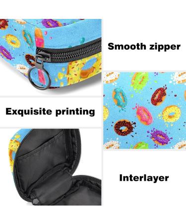 Stylish Menstruation Pad Bag with Zipper - Colorful Blue Donut Design for Women & Girls | Tampons & Napkin Storage - Buy Online on GoSupps.com