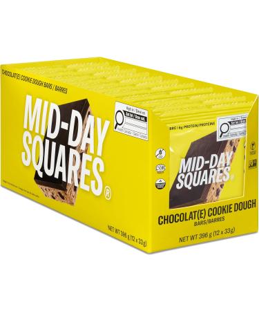 Mid-Day Squares Cookie Dough Bars 33g each 4 Packs (48 Squares) | Made with Real Chocolate 6g Plant Protein 4g Fiber Gluten Free Certified Vegan Cookie Dough 12 Count (Pack of 4) - Buy Online on GoSupps.com