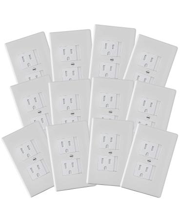 Safety Innovations Self-Closing Babyproof Outlet Covers - an Alternative to Wall Socket Plugs for Child Proofing, (Standard 1 Screw), (12-Pack), (White)