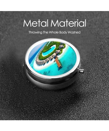 Maldives Scenery Round Pill Box | 3 Compartment Travel Organizer | Portable Pill Box for International Shipping - Buy Online on GoSupps.com