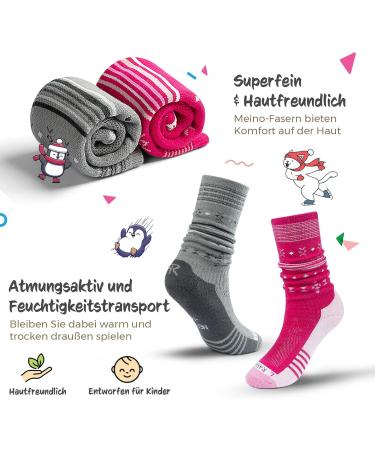 Ski Socks for Children | Merino Wool Knee High & Thick Padded | Warm Compression Outdoor Sports | Perfect Stripes Design | 1 Pair / 2 Pair Options - Buy Online on GoSupps.com