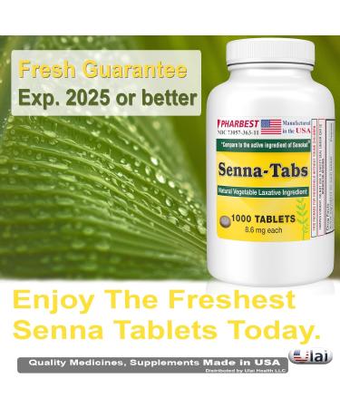 Ulai Senna Tablets 1000 Ct. | Natural Vegetable Laxative for Constipation Relief | Made in USA | Supports Weight Management & Digestive Regularity | Pharbest - Buy Online on GoSupps.com