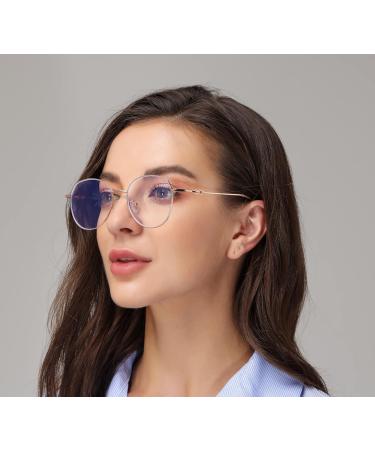 Blue Light Glasses for Women - Stylish Round Metal Frames in Black & Rose Gold - Block Harmful Blue Light - Buy Online on GoSupps.com