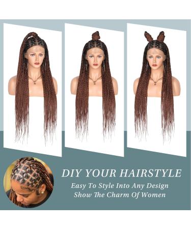 Fecihor 36 Criss Cross Knotless Box Braided Wig with Baby Hair - Mix Black Brown - Buy Online on GoSupps.com