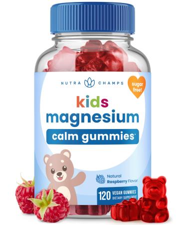 NutraChamps 120 Kids Magnesium Gummies - Sugar Free Calm Magnesium Gummies for Kids - 4 Month Supply - Supports Bone Health, Sleep