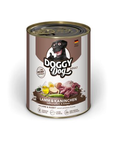 DOGGY Dog Paté Lamb & Rabbit, 6 x 800 g, Wet Dog Food, Grain Free, with Salmon Oil and Green-lipped Mussel, Complete Food with Sweet Potato and Peas, Made in Germany