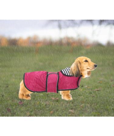 Dachshund Adjustable Lightweight Raincoat with Reflective Straps - Pink | Harness Hole | Best Gift for Dachshund - Size M - Buy Online on GoSupps.com