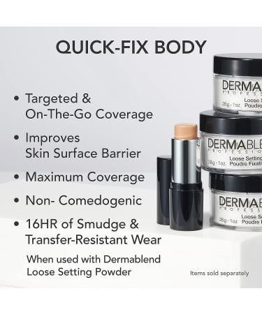 Dermablend Quick-Fix Body Makeup Foundation Stick 65W Bronze - Full Coverage Water-Resistant Concealer for Imperfections & Tattoos - 0.42 Oz | Tan Skin with Warm Undertones - Buy Online on GoSupps.com