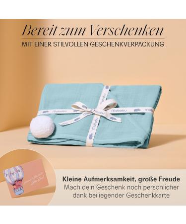 Mababu Hooded Baby Towel - 4 Layer GOTS Organic Cotton Anti-Slip Buttons 75x75 cm Soft & Fluffy - Sea Green - Buy Online on GoSupps.com