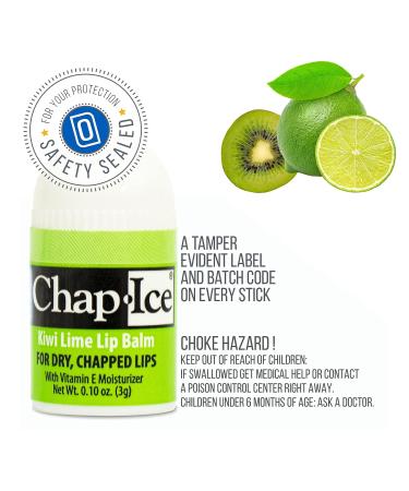 Chap-Ice | 12-Count Mini Kiwi Lime Lip Balm | Lip Balm Pack Fortified with Vitamin E for Dry Cracked Lips | Made in USA - Buy Online on GoSupps.com