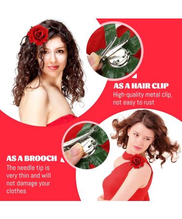 Cinaci 16 Pieces Flamenco Dancer Mexican Wine Red Rose Flower Alligator Hair Clips Barrettes Brooches Prom Party Wedding Bridal Hair Pins Accessories for Women Girls - Buy Online on GoSupps.com