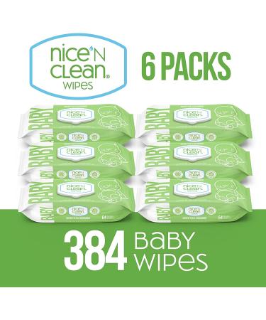Nice 'N Clean Plant-Based Scented Baby Wipes - Green Tea Cucumber - 64 Wipes x 6 - Buy Online on GoSupps.com