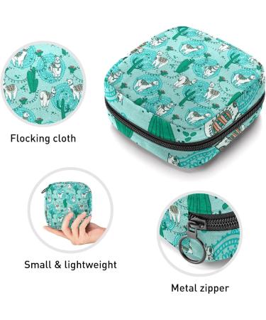 Buy Women's Cute Cartoon Lama Period Kit - Green Alpaca Cactus Storage Pockets for Travel | Portable Feminine Product Bag - Buy Online on GoSupps.com