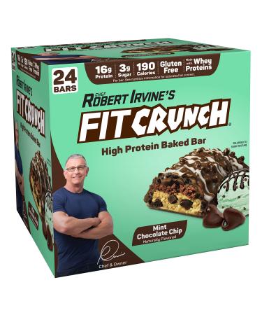 FITCRUNCH Protein Bar, Snack Size Protein Bar, Gluten Free, Value Pack (24 Snack Size Bars, Mint Chocolate Chip)