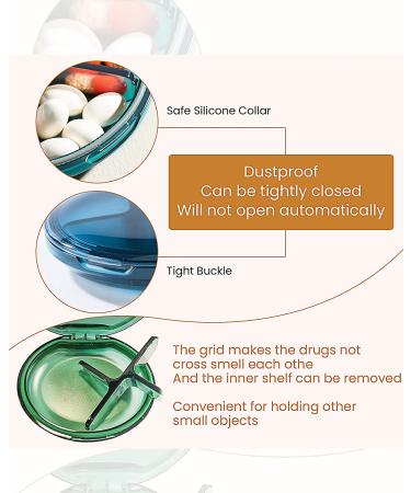 Travel Pill Box - Small Waterproof Pill Container with 4 Compartments - Green Pill Organizer for Vitamins, Fish Oils, Medication - Buy Online on GoSupps.com