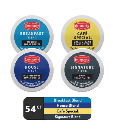 Community Coffee Variety Pack 54 Count Medium Dark Roast Coffee Pods - Compatible with Keurig 2.0 K-Cup Brewers - 4-Blend Variety Pack of 54 Pods - Buy Online on GoSupps.com