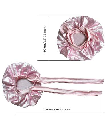 Extra Large Silk Satin Bonnet for Women - Pink | Adjustable Straps & Elastic Band for Long Curly Hair | Ideal for Sleeping & Braid Protection | Includes Satin Storage Bag - Buy Online on GoSupps.com