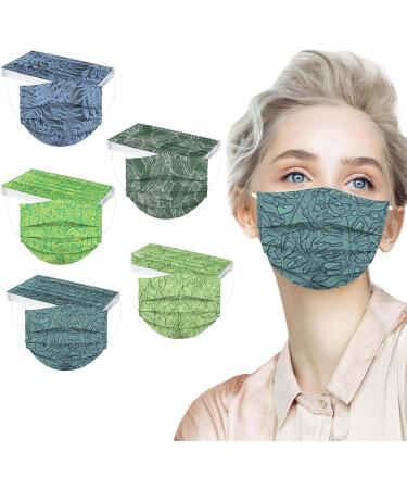 50PC Adults Leaves Pattern 3 Ply Disposable_Face_Mask Breathable Elastic Earloops for Men Women Daliy Use - Buy Online on GoSupps.com