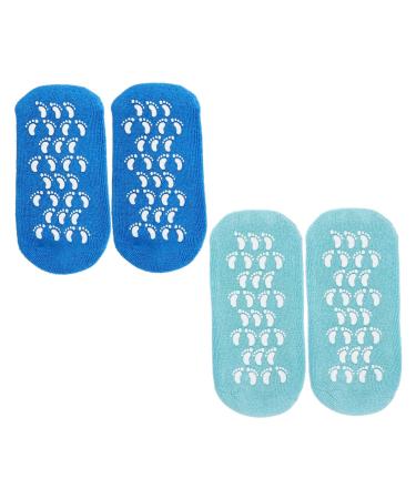 HONMEET 2 Pairs Gel Socks Heel Socks for Dry Cracked Feet Features Socks for Women Reusable Moisturizing Socks Dry Feet Socks Cracked Heel Repair Socks Foot Spa Socks Vegetable Gel 22.00X10.00X1.00CM