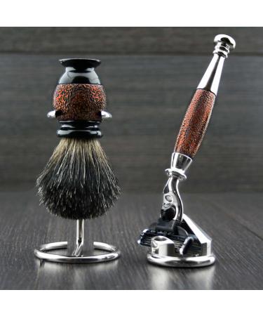 4Pc Men's Shaving Kit | 3 Edge Razor Black Badger Hair Brush & Stands | Perfect Grooming Set for Men - International Shipping - Buy Online on GoSupps.com
