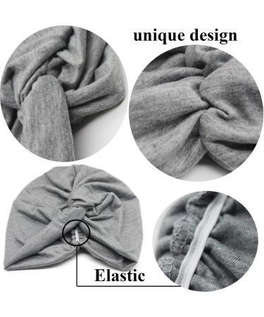 Beifon Women's Beanie Hat Turban - 2 Piece Elastic Printed Sleeping Cap for Hair Loss Muslim Headscarf - Black & Gray - Buy Online on GoSupps.com