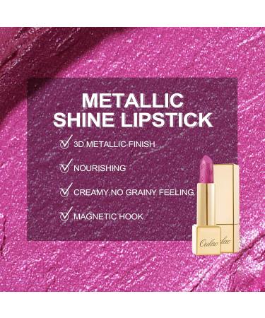 OULAC Purple Metallic Glitter Lipstick - Long Lasting High Impact Lipcolor - Vegan & Cruelty-Free - 4.3g/0.15oz - Buy Online on GoSupps.com
