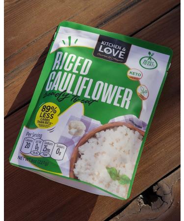 Kitchen & Love Cauliflower Rice 8 oz 6-Pack: Pre Cooked, Microwave Ready, Shelf Stable, Non GMO, Gluten & Dairy Free, Vegan, Vegetarian - Buy Online on GoSupps.com