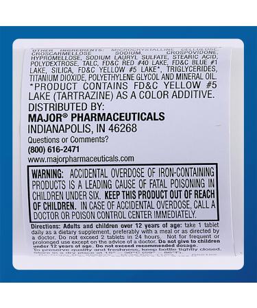 Major Ferosul - Ferrous Sulfate 325mg Tablets with 65mg of Elemental Iron - Iron Supplement for Women Men - Green - 100 Count (2 Pack) 100 Count (Pack of 2) - Buy Online on GoSupps.com