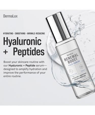 DermaLux Hyaluronic Acid & Peptides Face Serum - Dermatologist Tested Anti-Aging Korean Skin Care Hydrates Smooths Firms Clean Vegan Beauty for Dry Sensitive Skin 1.69 Fl Oz - Buy Online on GoSupps.com