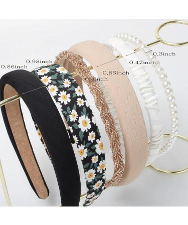 6PK Assorted Non Slip Headbands for Women and Girls - Flower, Pearl, Twisted Designs in Black and White Solid Colors - Buy Online on GoSupps.com