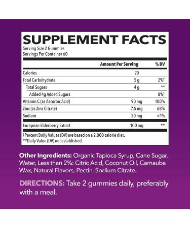 Sambucus Black Elderberry Gummies for Adults - Antioxidant-Rich with Zinc, Vitamin C - Immune Support Boost - 120 Count - Buy Online on GoSupps.com