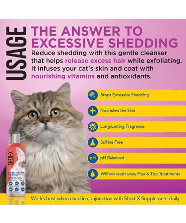 Shed-X Shed Control Shampoo for Cats 8 oz - Reduce Shedding, Infused with Vitamins and Antioxidants for Healthy Skin and Coat - Buy Online on GoSupps.com