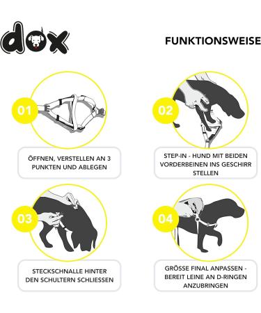 DDOXX Nylon Step-In Dog Harness - Adjustable Yellow Puppy Harness for All Sizes - L (65-99 cm) | International Shipping Available - Buy Online on GoSupps.com