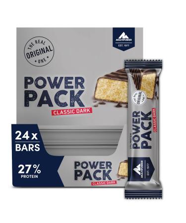 Multipower Pow Pack Classic Dark protein bar protein bar with 27 % protein classic bar as a healthy sports snack with a light banana vanilla note 24 x 35 g
