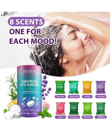 Shower Steamers Aromatherapy for Women and Men 8 Pack 8 Scents Shower Bombs with Natural Essential Oils for Home Spa Self Care Stress Relief and Relaxation Nasal Relief Birthday Gifts - Buy Online on GoSupps.com