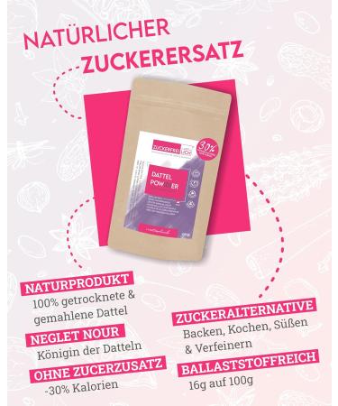 Buy 500g Sugar-Free Date Powder - Vegan Natural Sweetener Alternative for Baking & Cooking | 100% Dried Dates High in Fiber & Minerals - Buy Online on GoSupps.com