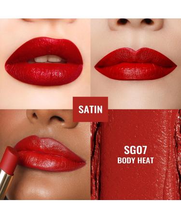 Oulac Red Moisturising Lipstick - Vegan Gluten-free Lip Balm Tinted for Hydrated Lips - Satin Finish with Shea Butter - Highly Pigmented SG07 Body Heat - Buy Online on GoSupps.com
