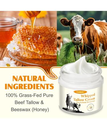 Beef Tallow for Skin Tallow Face Moisturizer Tallow and Honey Balm Organic Grass-Fed Whipped Beef Tallow and Honey Cream Deeply Moisturizing for Face & Body Suitable for Dry & Aging Skin 2.1 oz - Buy Online on GoSupps.com