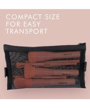 Beauty For Real Makeup Brush Set 7-Piece Matte Pink Brushes Vegan & Non-Shedding Compact Travel Bag Included for International Shipping - Buy Online on GoSupps.com