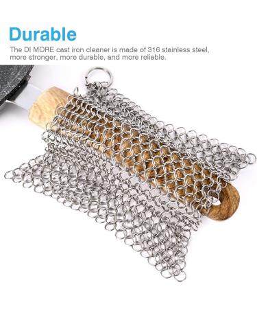 Premium 8x6 Square Cast Iron Cleaner - Stainless Steel Scrubber for Cast Iron Pans - Buy Online on GoSupps.com