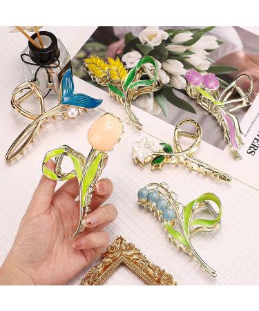 Noverlife 6PCS Metal Flower Hair Claw Clips - Non-Slip Floral Barrettes with Various Designs - Strong Hold for Thick & Thin Hair - Buy Online on GoSupps.com