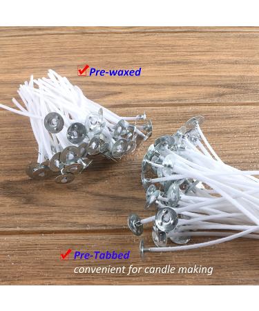 MILIVIXAY 3.5 inch Candle Wick Bundle - 100 Cotton Wicks with Paraffin Wax Coating, 100 Wick Stickers, 6 Wooden Wick Holders - DIY Candle Making Kit - Buy Online on GoSupps.com